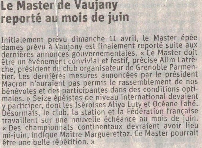 Article issu du journal Le Dauphiné Libéré en date du 2 avril 2021.